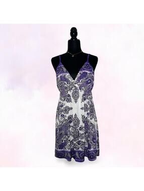 Y2K Purple White Spaghetti Strap Dress Coquette 2000s